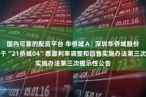 国内可靠的配资平台 华侨城Ａ: 深圳华侨城股份有限公司关于“21侨城04”票面利率调整和回售实施办法第三次提示性公告